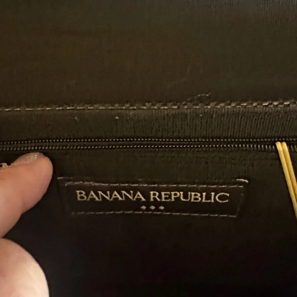 Banana Republic Black Textured Buckle Clutch Evening Bag
